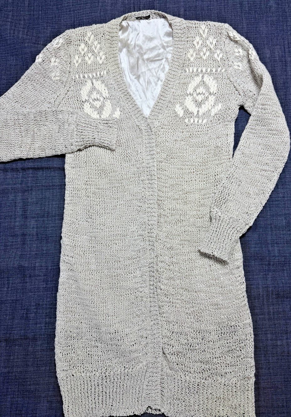 Brunello Cucinelli Duster Cardigan Open Knit Ribbon Yarn Quiet Luxury Med Sz M